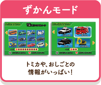 ずかんモード トミカや、おしごとの情報がいっぱい!
