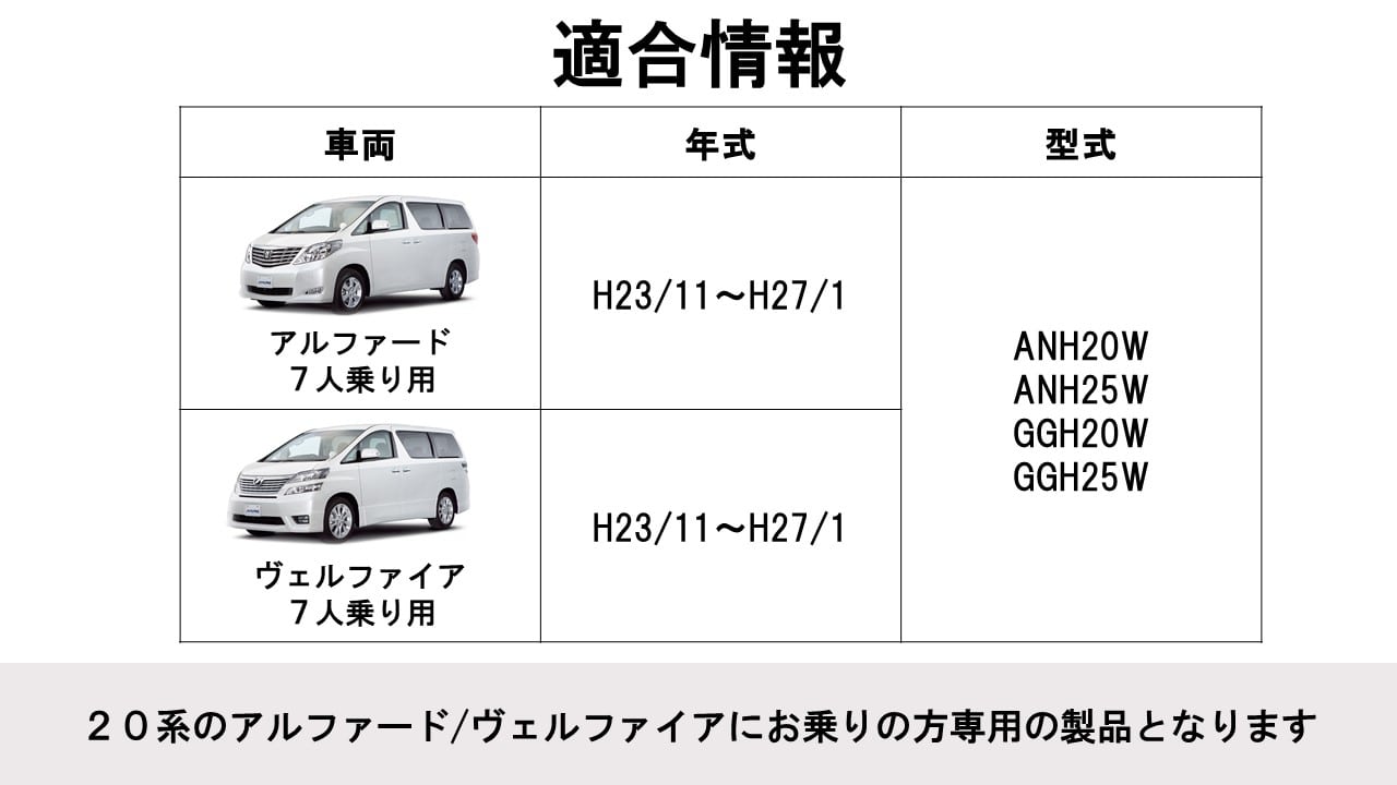 アルファード/ヴェルファイア(20系)専用 7人乗り用シートカバー