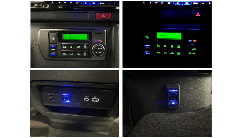 ブルーLED ビルトインUSB/HDMI接続ユニット(2020年製以降アルパインカーナビ専用 )※トヨタ車小型アクセサリーソケット向けモデル