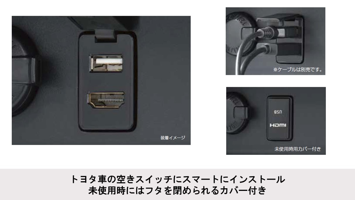 2013年～2019年製アルパインカーナビ専用 ビルトインUSB/HDMI接続ユニット (トヨタ車アクセサリーソケット向け) iPhone接続パッケージ