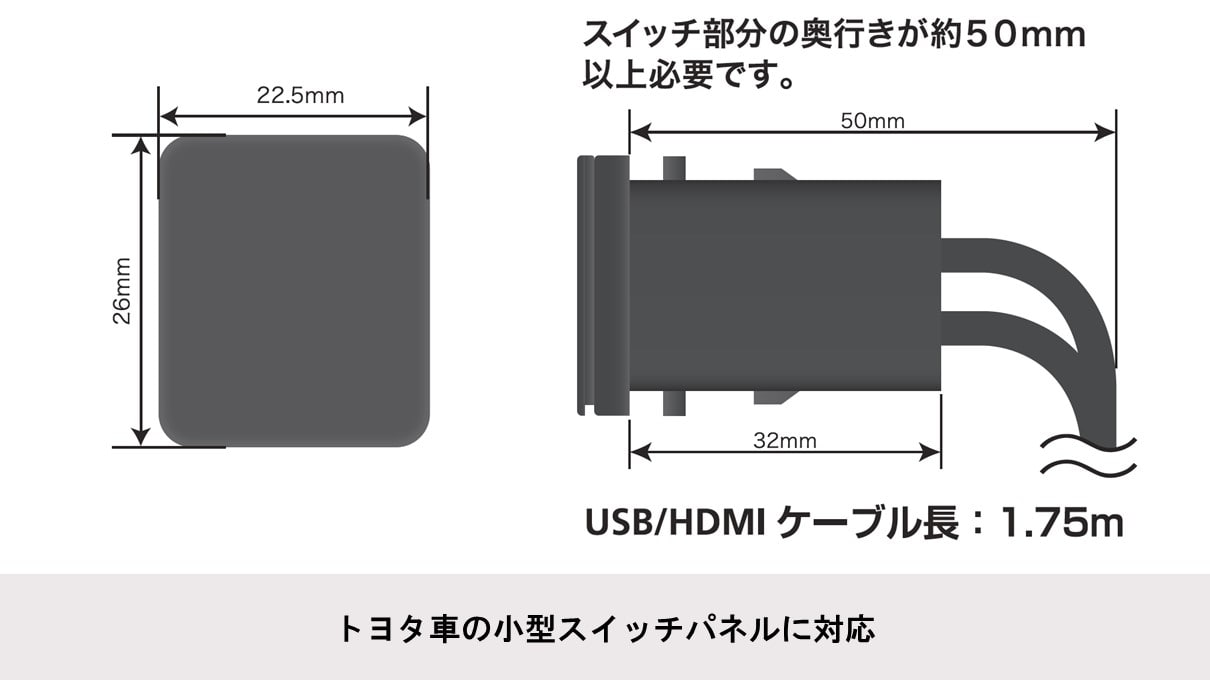 2020年製以降アルパインカーナビ専用 ビルトインUSB/HDMI接続ユニット (トヨタ車小型アクセサリーソケット向け) Android接続パッケージ