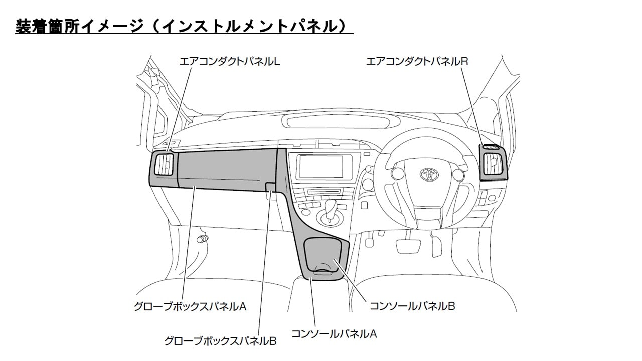 30系プリウス(マイナーチェンジ前)専用 インテリアパネル (パネル色:ブラック)