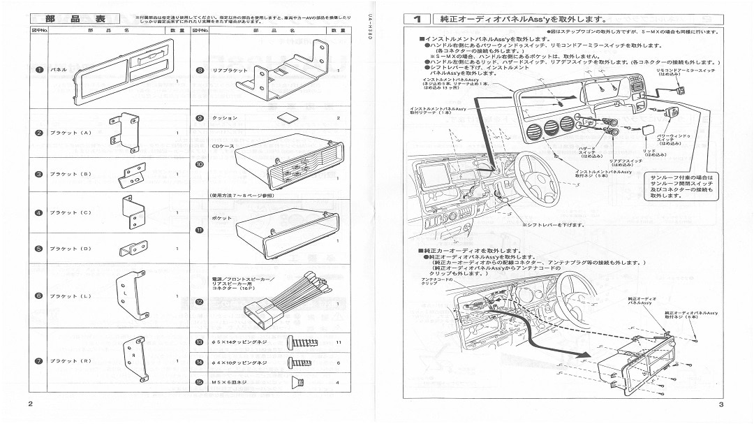 【ホンダ】 S-MX / ステップワゴン / ステップワゴンスパーダ用　2DINサイズ取付けキット