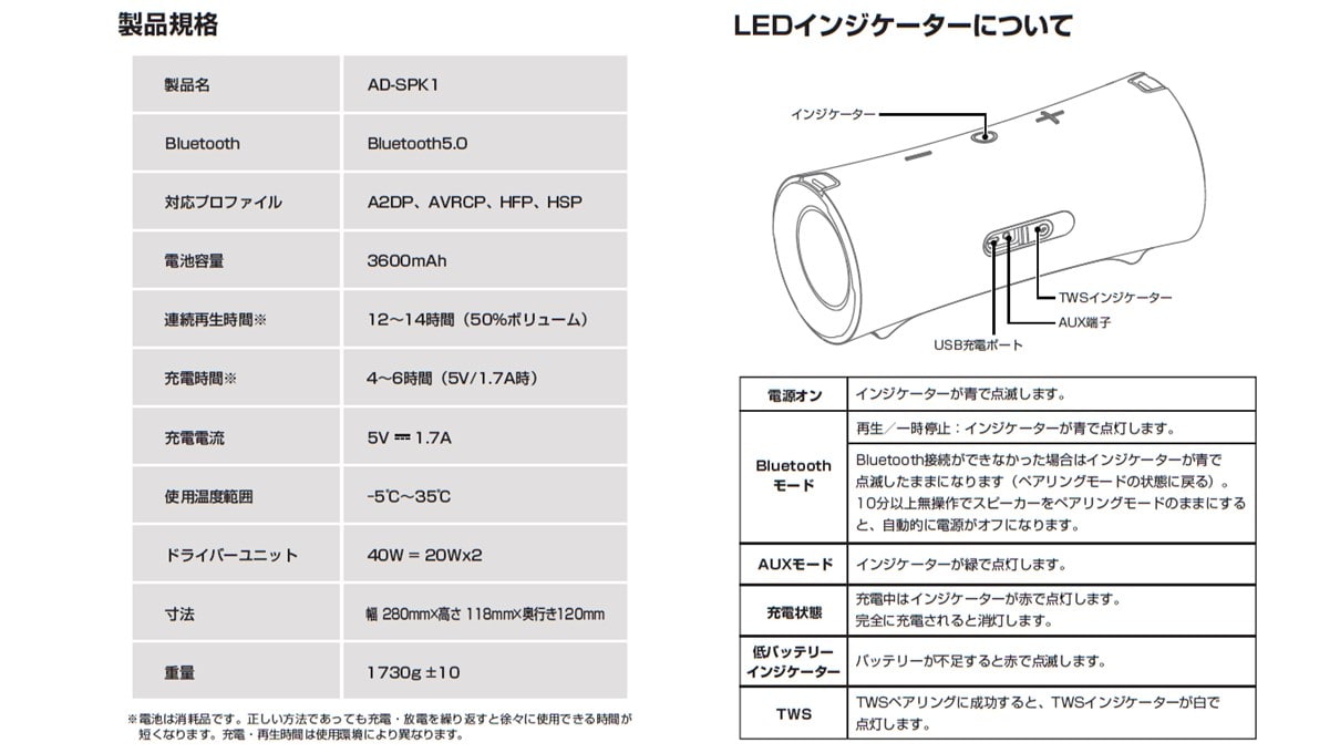 アルパイン Bluetooth スピーカー