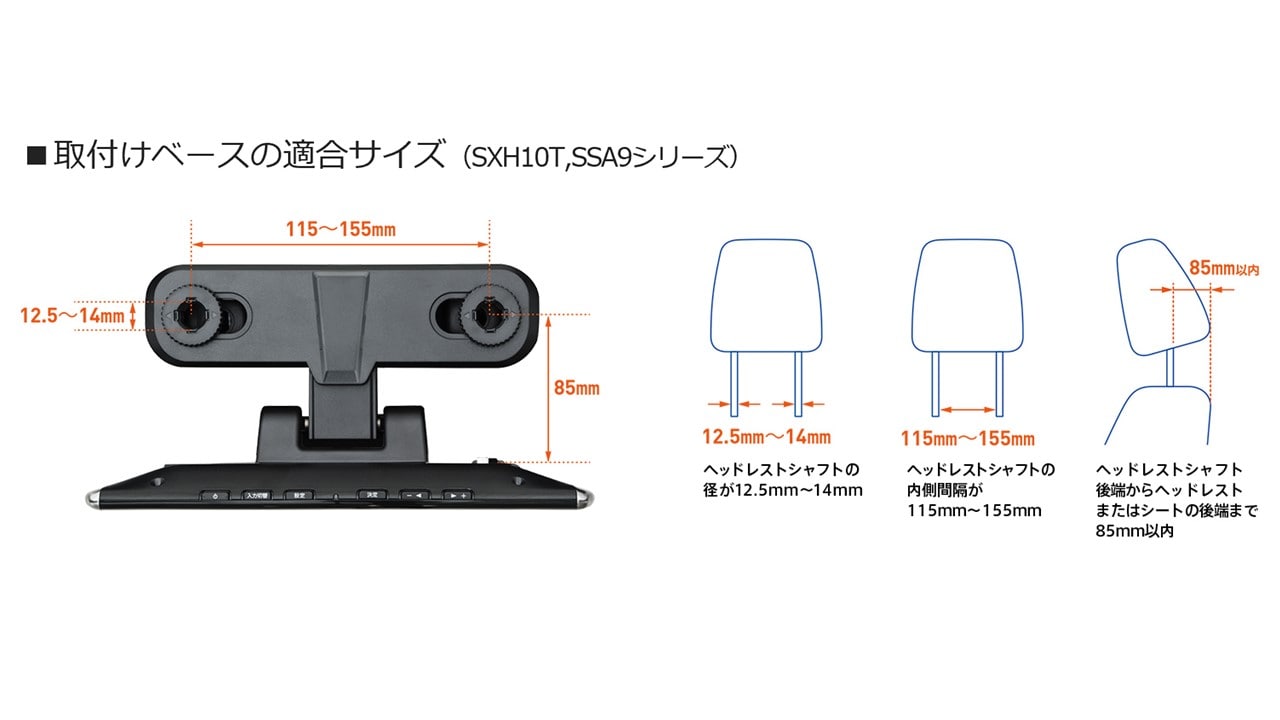 9型ヘッドレスト取付け型リアビジョン