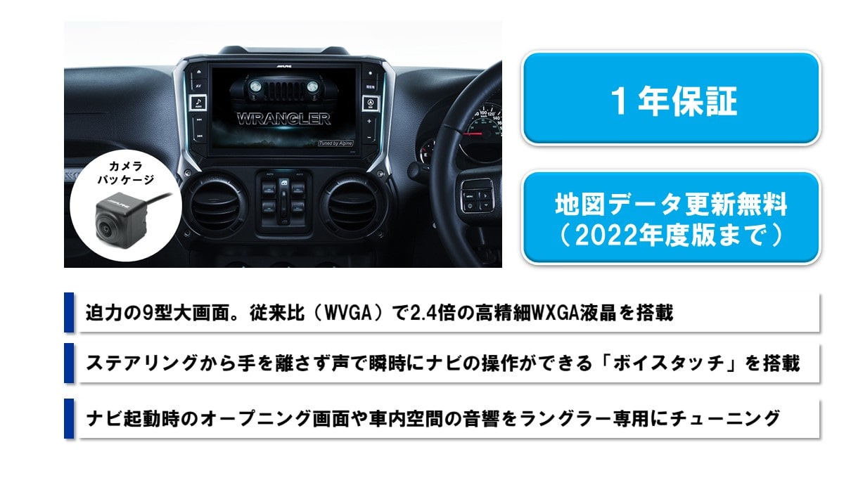 ラングラー専用 9型カーナビ ビッグX カメラパッケージ