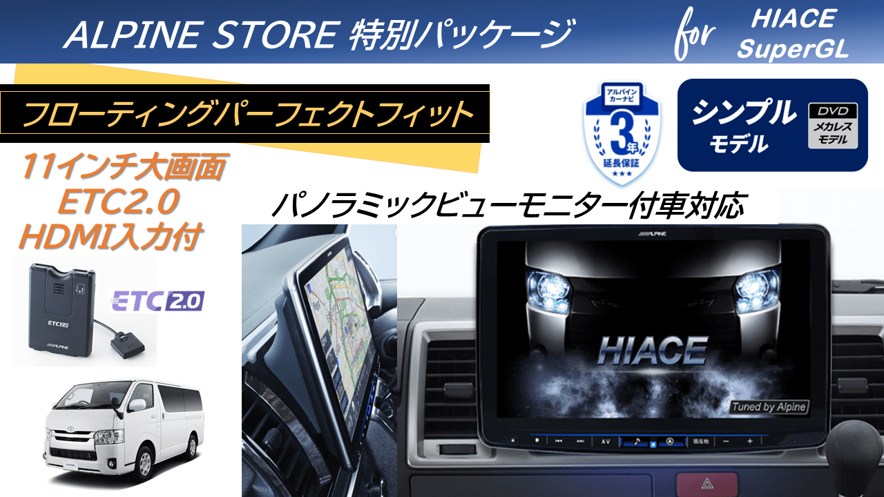 割引設定 アルパイン パノラマミックビュー変換キット ハイエース用 