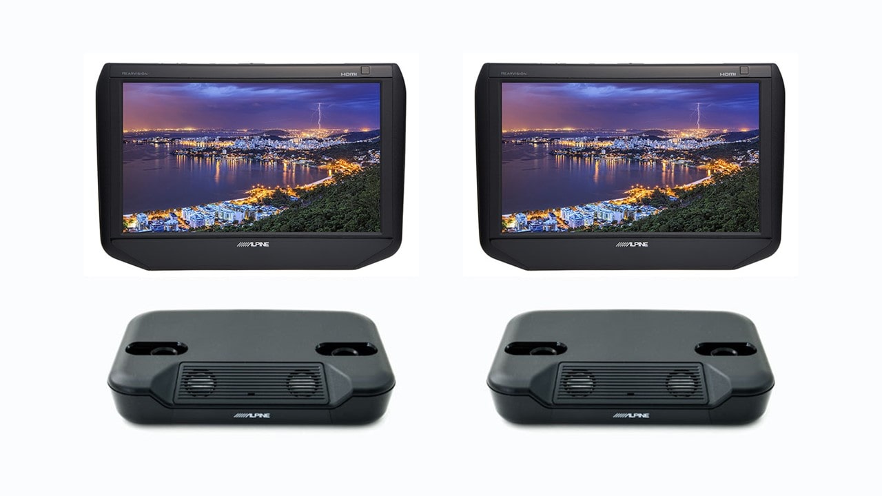 9型ヘッドレスト取付け型リアビジョン&ヘッドレストスピーカー(2台パック)