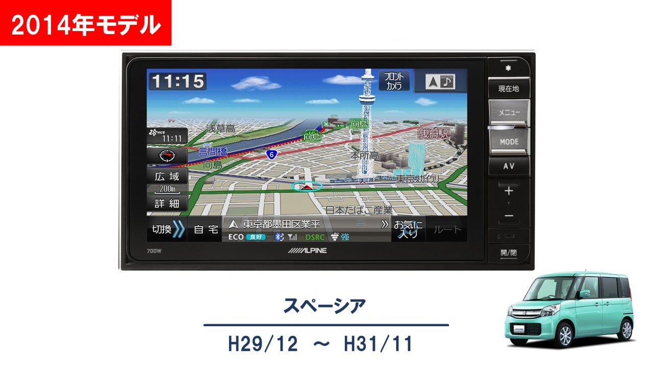 スペーシア用 7型200mmワイドカーナビ