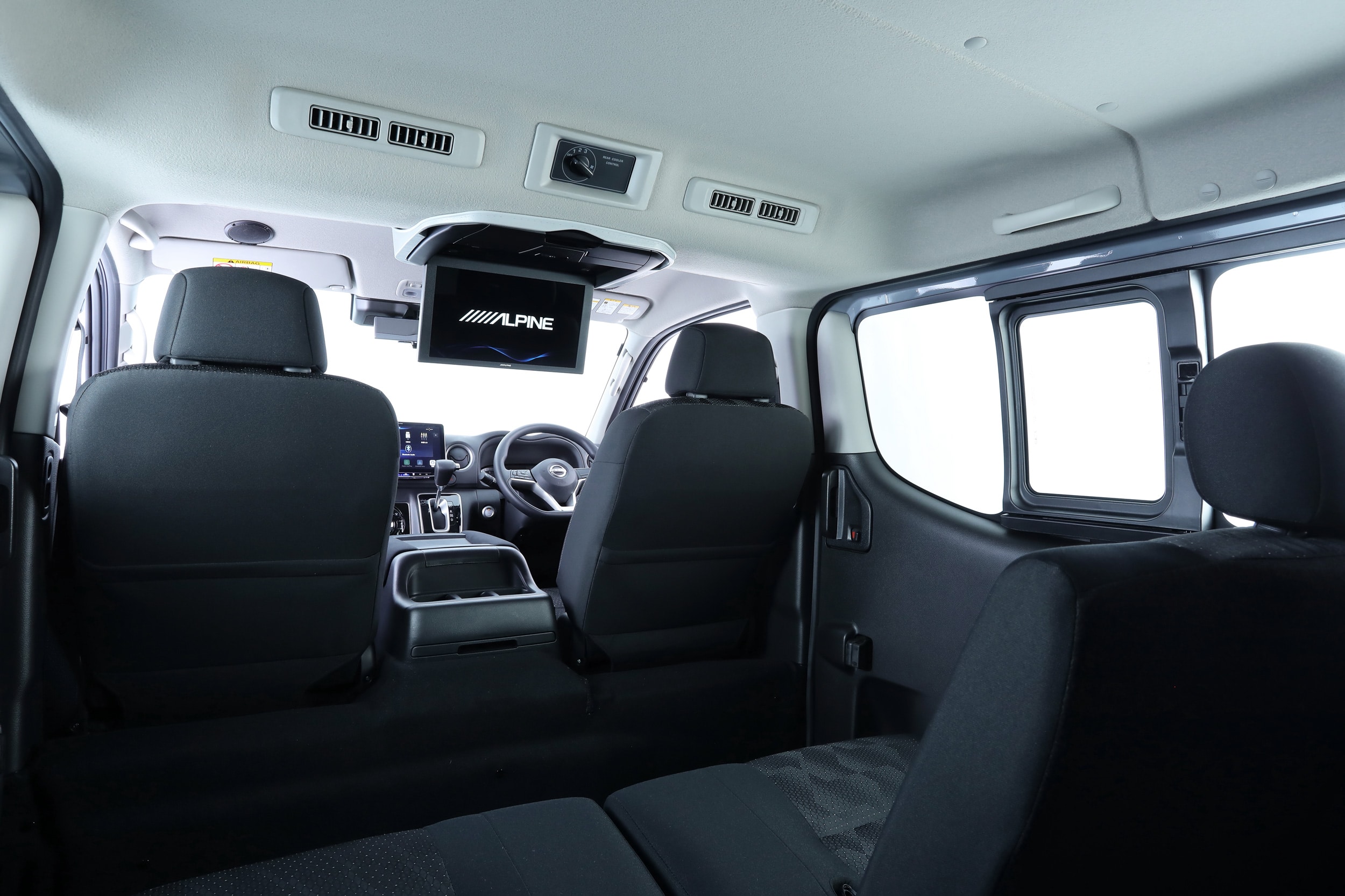 アルパイン フリップダウンモニター 12.8型　取付キット付　リアモニター ALPINE pxh12x-r-b 動作確認済 c27 セレナ 取付キット付き 動作確認