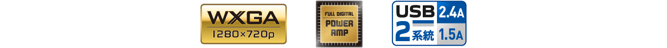 WXGA / POWER AMP / USB2系統 1.5A 2.4A